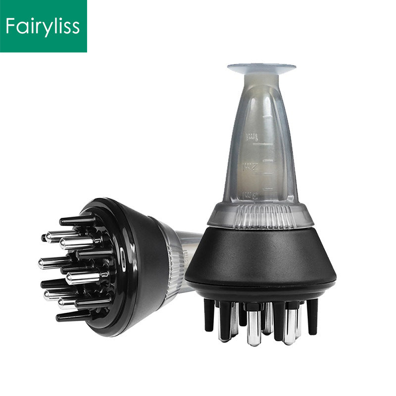 Scalp Applicator Comb with Rolling Ball Teeth and 5 ml Tank, Black