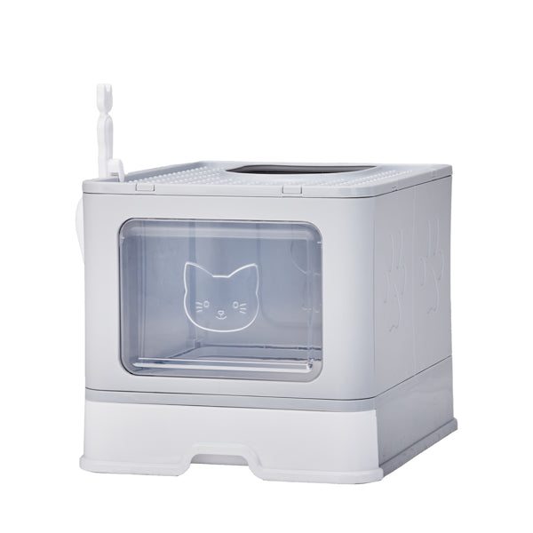 Fully Enclosed Cat Litter Box, 51 x 40 x 38 cm, Grey