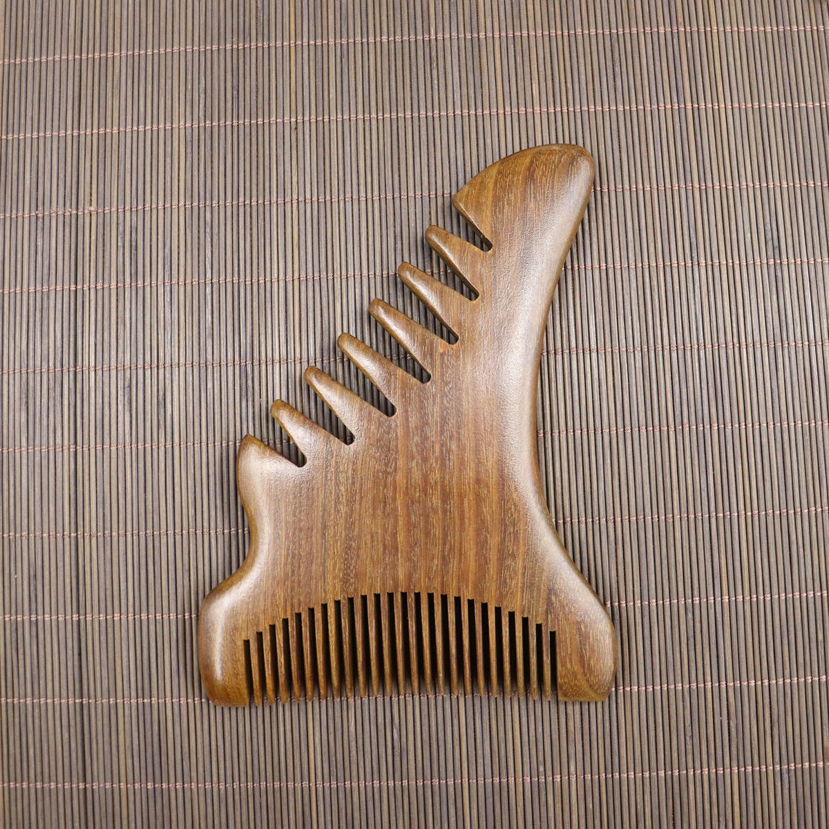 Golden Sandalwood Five-Tooth Scalp Massage Comb, Multiple Shapes