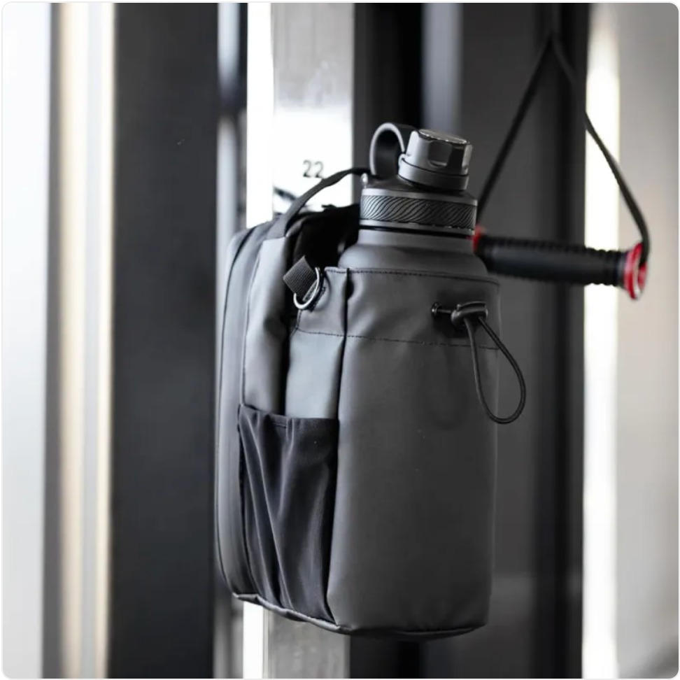 Magnetic Water Bottle Bag for Gym and Outdoor Use, Black Oxford Cloth
