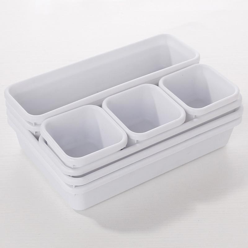 Multi-Compartment Plastic Drawer Organizer, Black or White