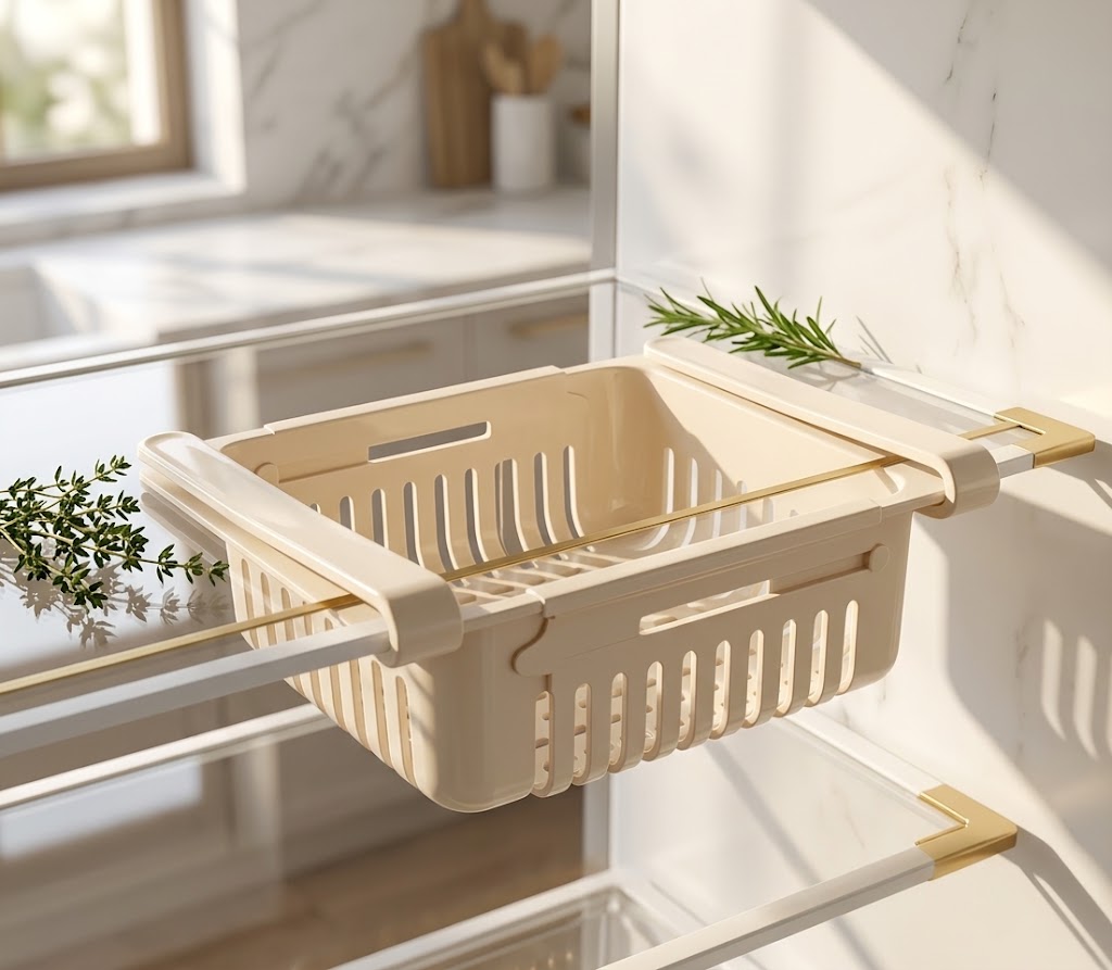 Telescopic Refrigerator Storage Baskets, Multi-Color