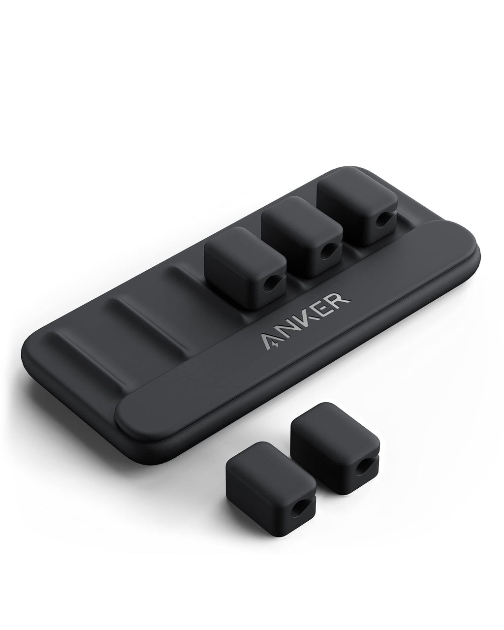 Adhesive Magnetic Cable Holder with 5 Clips, Black