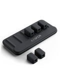 Adhesive Magnetic Cable Holder with 5 Clips, Black