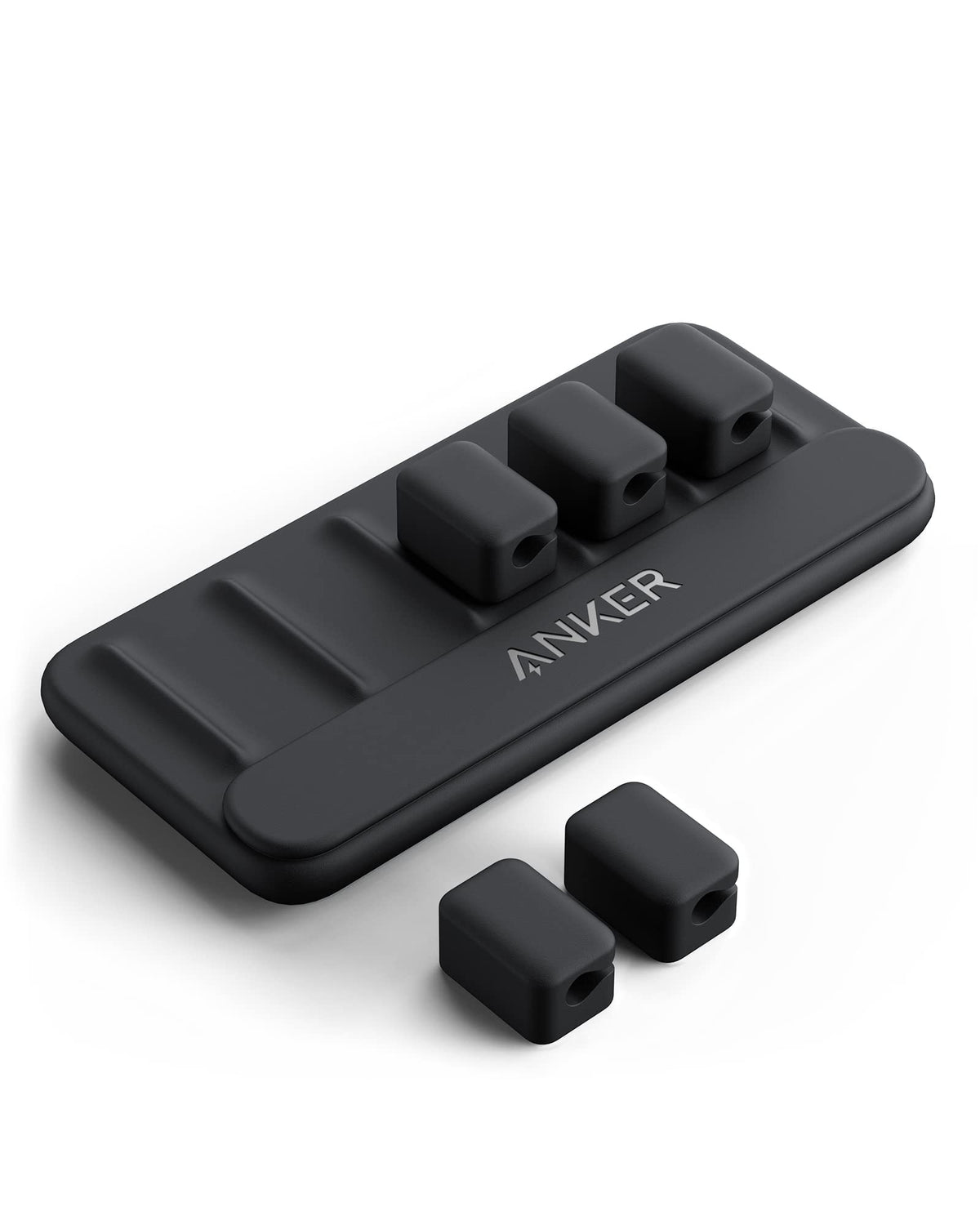 Adhesive Magnetic Cable Holder with 5 Clips, Black