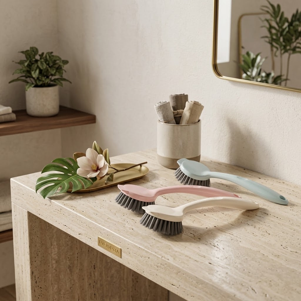 Dish Scrub Brushes with Built-In Scraper and Stiff Bristles, Set of 3