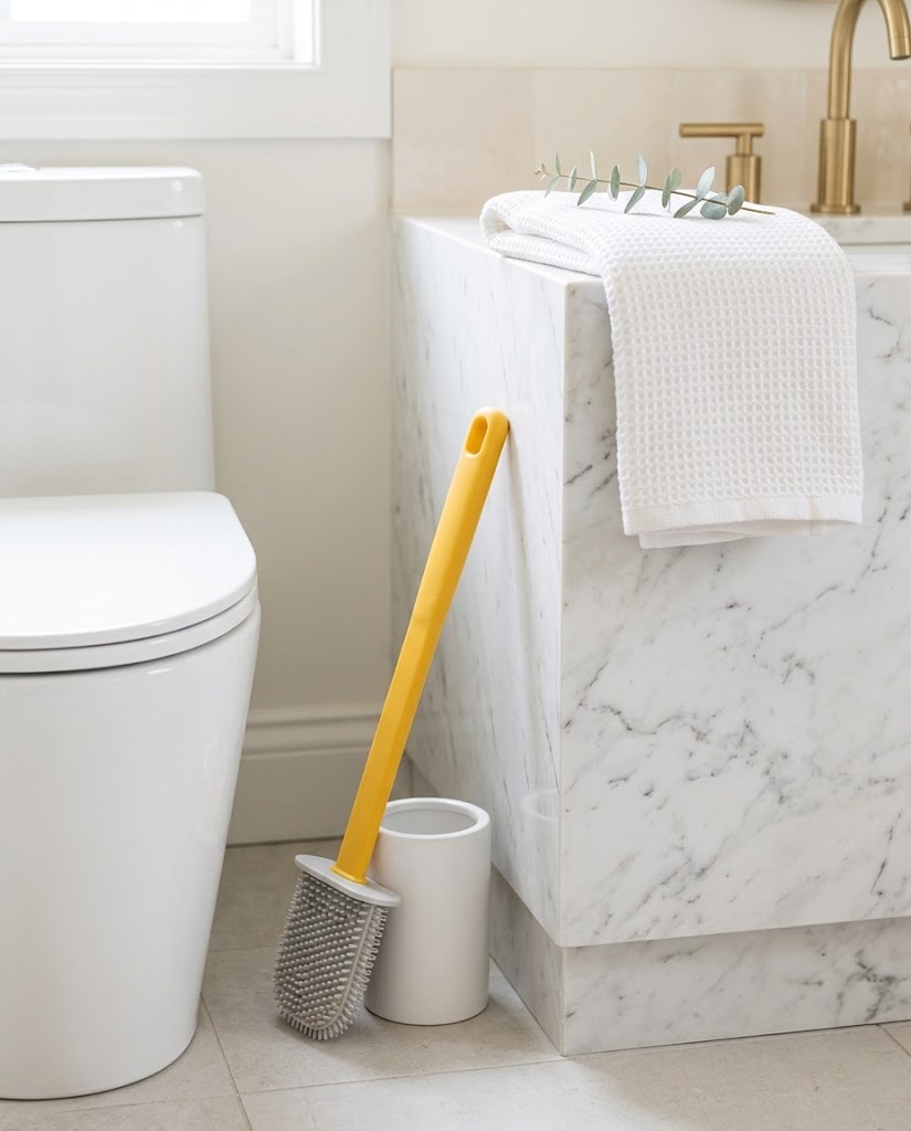 Retro Silicone Toilet Brush and Matching Holder Set