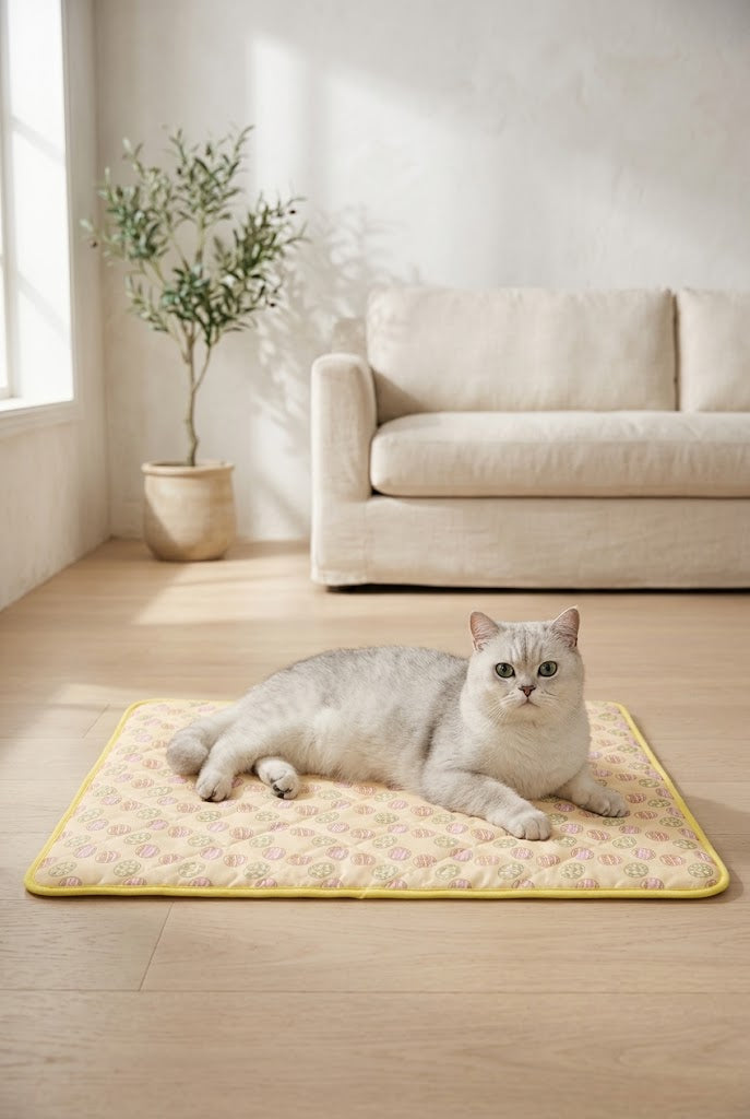 Pet Cooling Mat with Nylon Top and Mesh Base, Small, Yellow