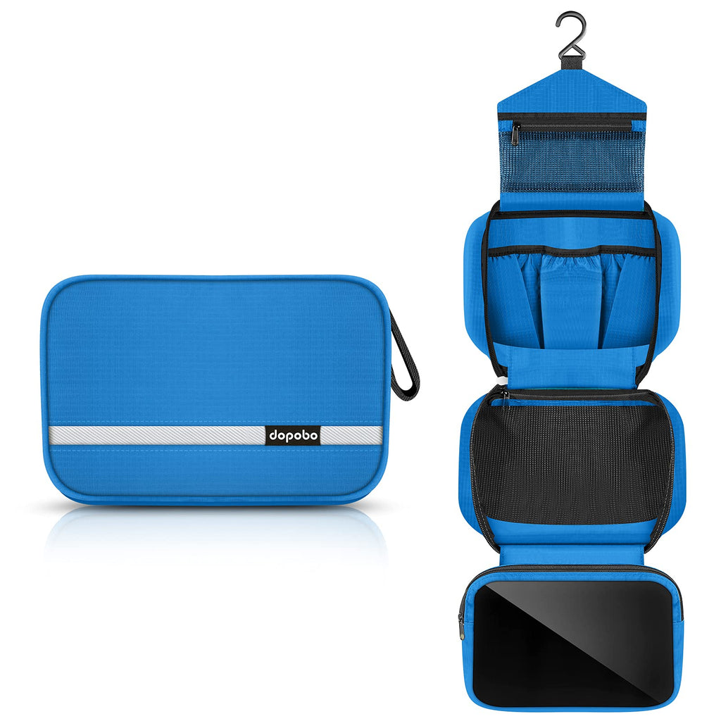 Waterproof Oxford Toiletry Bag with Hanging Hook, Blue