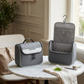 Toiletry Bag with 360-Degree Swivel Hook and 8 Compartments, Grey