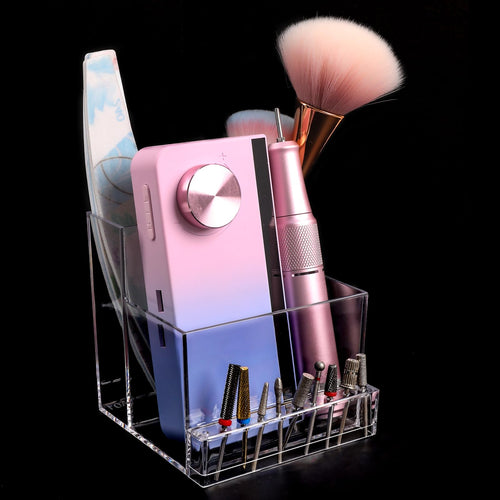 10-Hole Nail Drill Bit Holder with Drill Slot, Transparent ABS