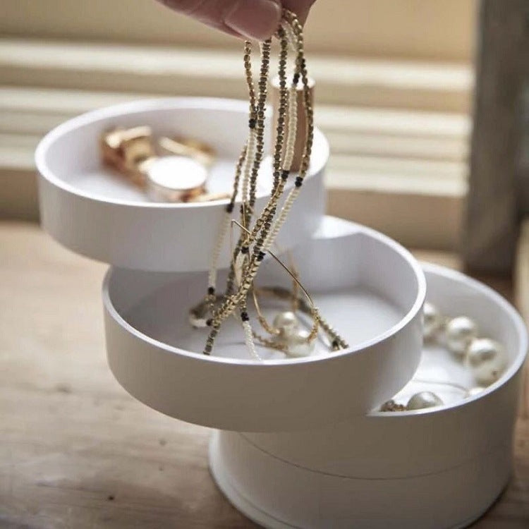 4-Layer Rotating Jewelry Organizer, Wood and Iron, White