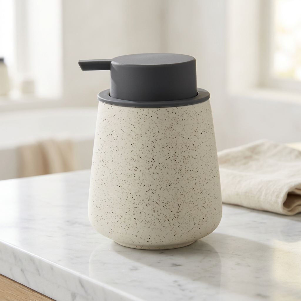 Ceramic Foaming Soap Dispenser, 12 oz, Speckled Matte Beige