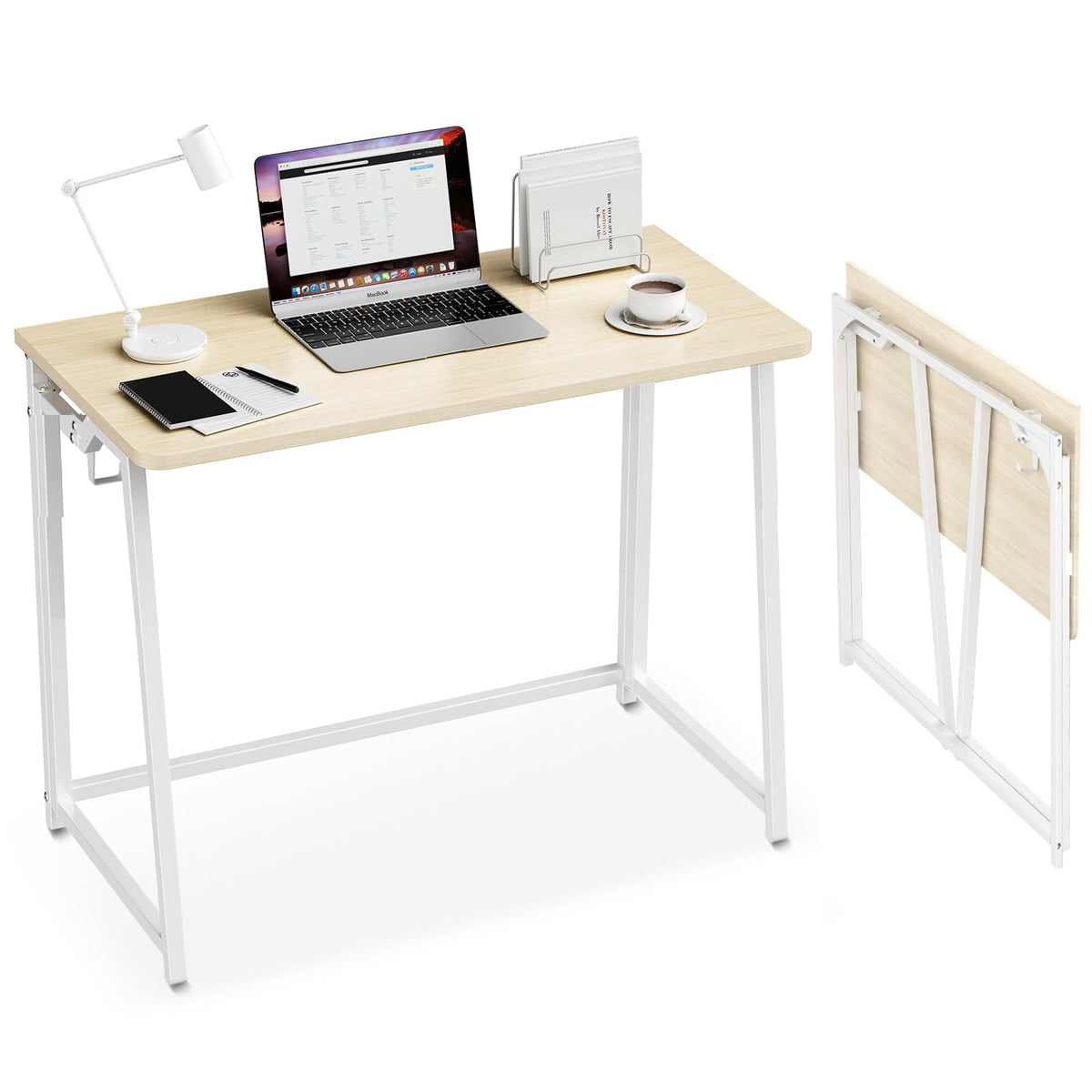 Folding Computer Desk for Small Spaces, 31.5 in, Oak