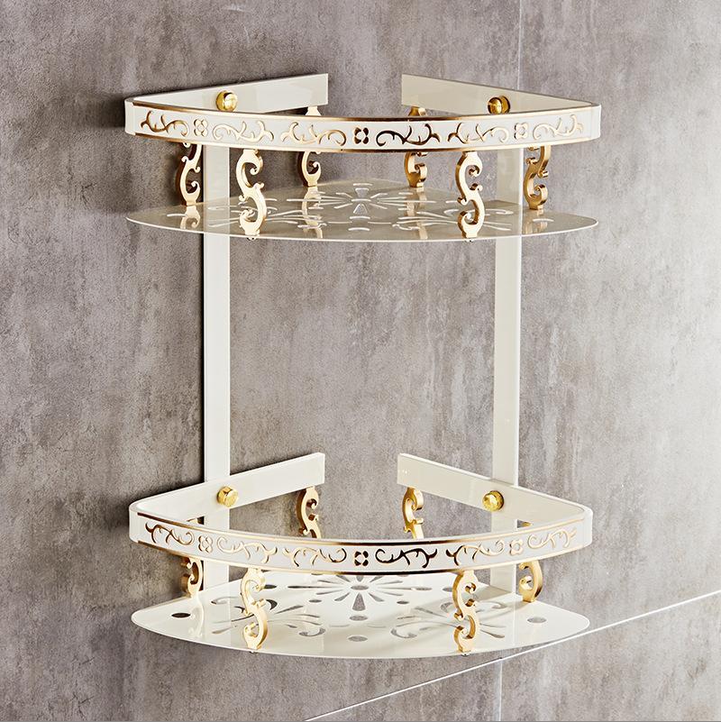 Aluminum Bathroom Wall Shelf with Towel Bar, White