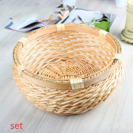 Round Woven Cane Basket Tray, 4 Sizes, 4 Colors