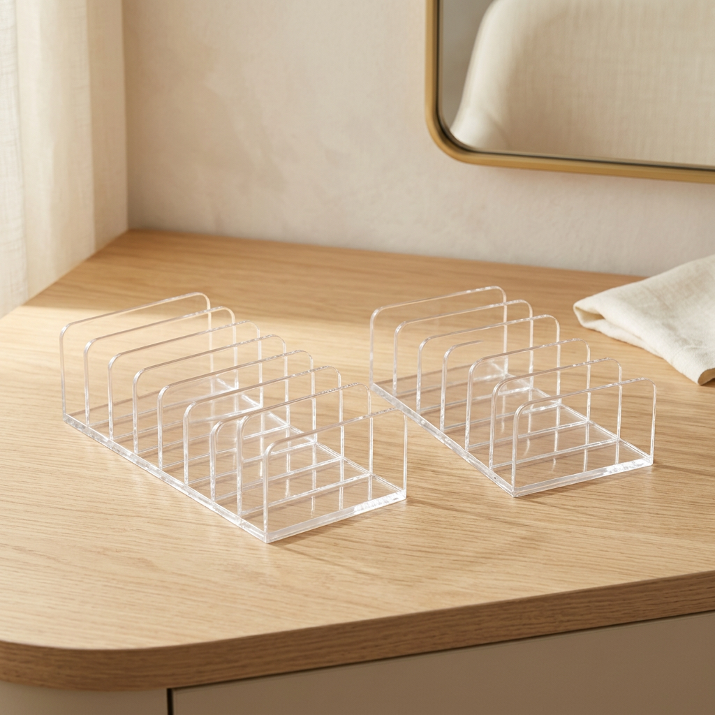 Clear Acrylic Eyeshadow Palette Organizer, 2 Pack, 14 Slots
