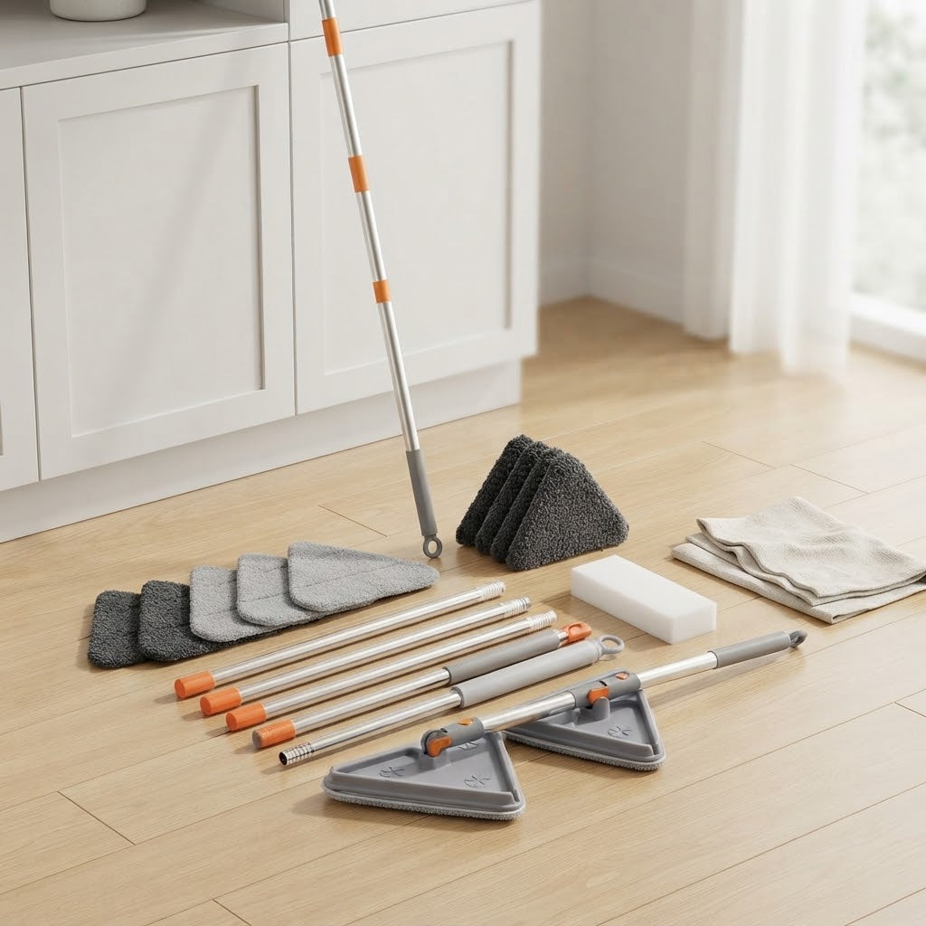 3-in-1 Wall and Ceiling Mop with 82 in Handle and 6 Pads