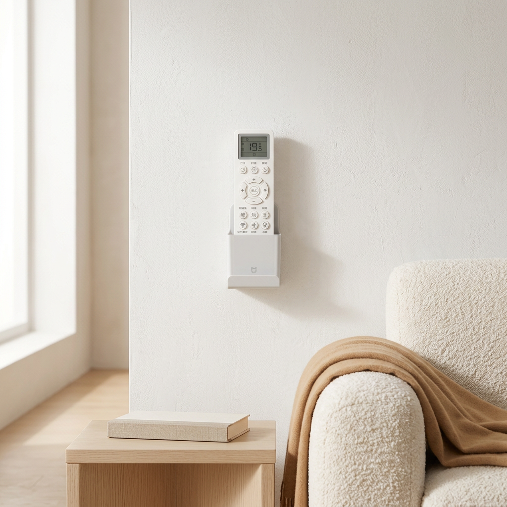 Wall-Mounted Remote Control Holder Box, White PP