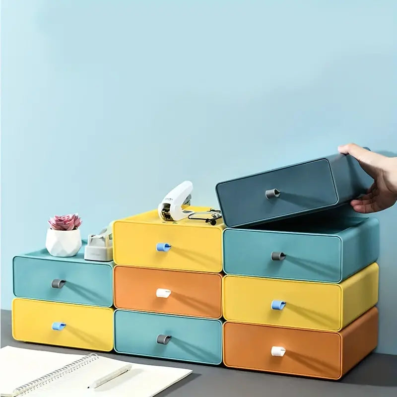 Stackable Open Desk Drawer Organizer in Four Colors