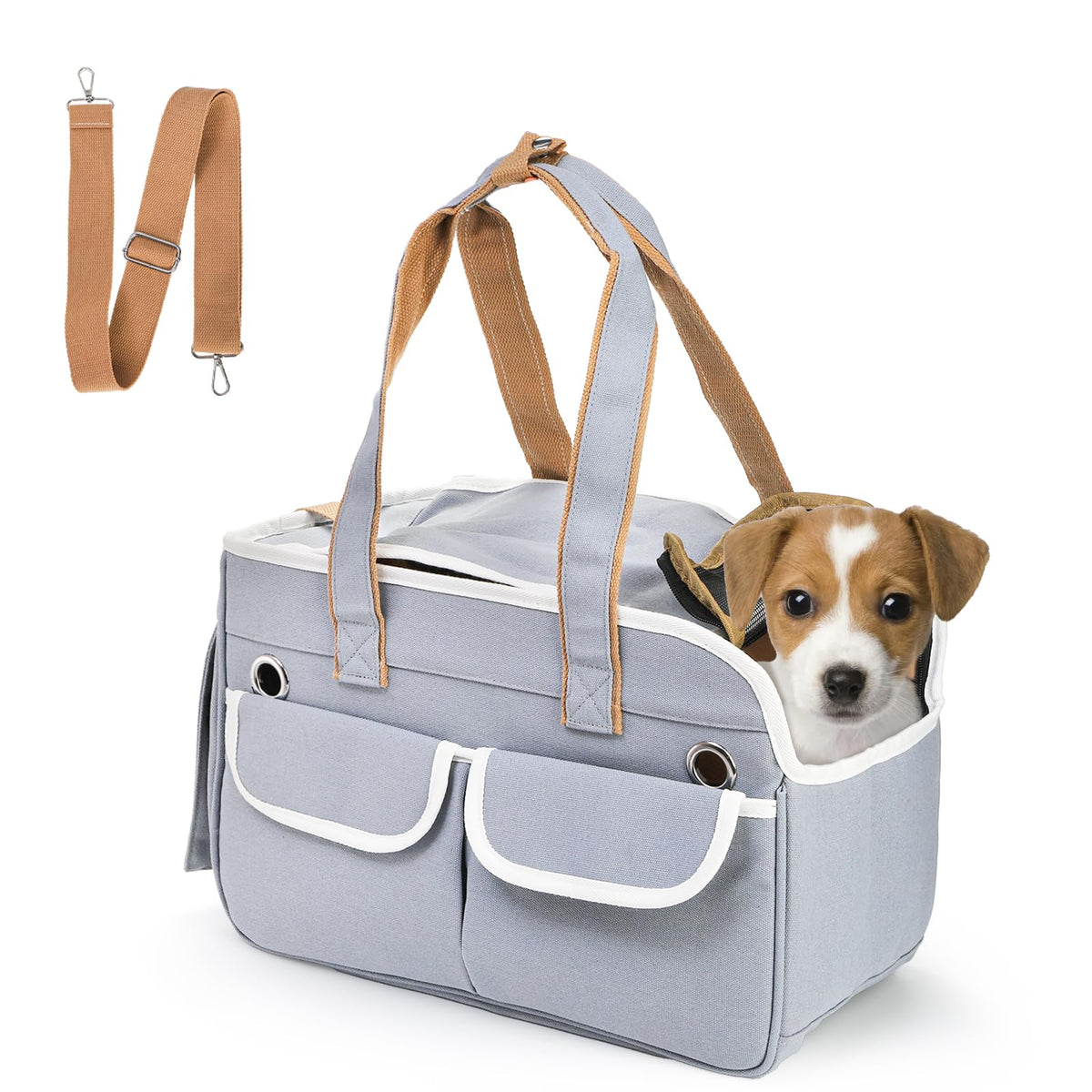 Collapsible Cat Carrier with Mesh Top and Shoulder Strap, Up to 15 lb