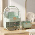3-Tier Dustproof Makeup and Skincare Organizer with Lid, Green