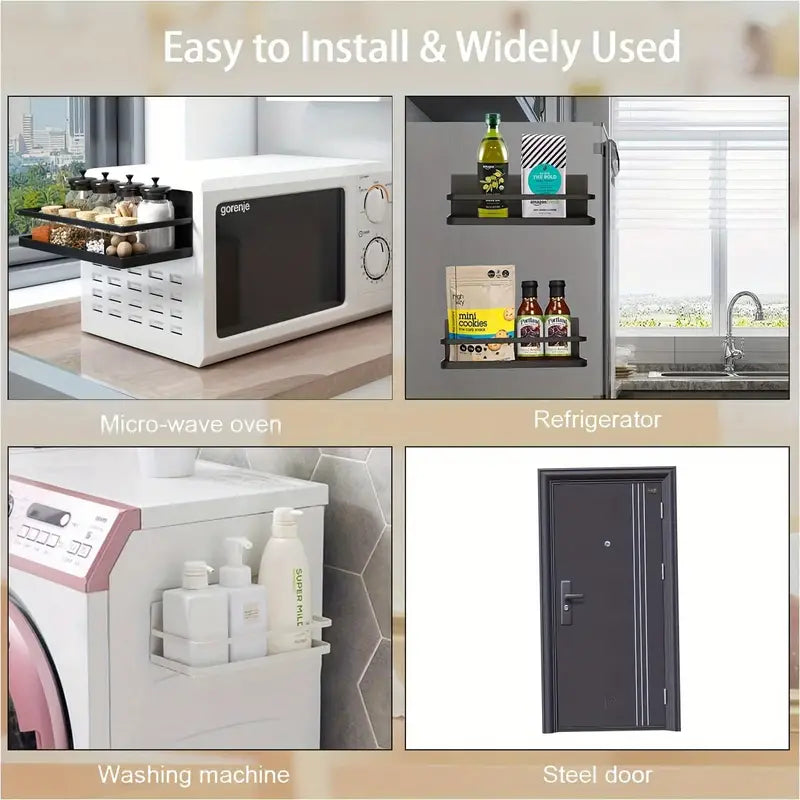 Space-Saving Magnetic Spice Rack for Kitchen Refrigerators