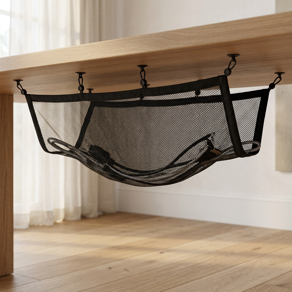 Flexible Under-Desk Cable Management Net, 27 x 11.8 in