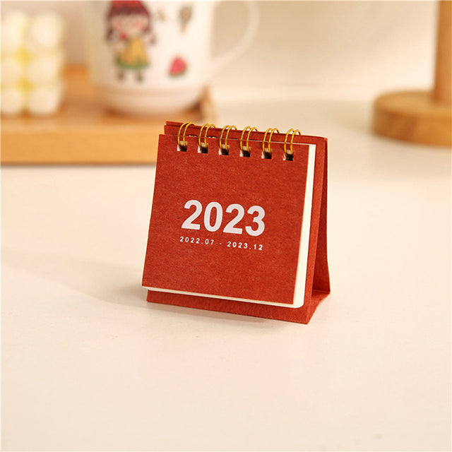 Mini Desktop Coil Paper Calendar Planner, Nine Solid Colors