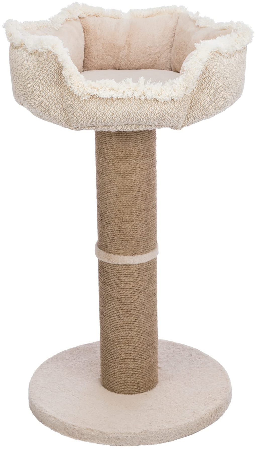 Boho Jute Cat Scratching Post with Cushioned Platform, 32.7 in