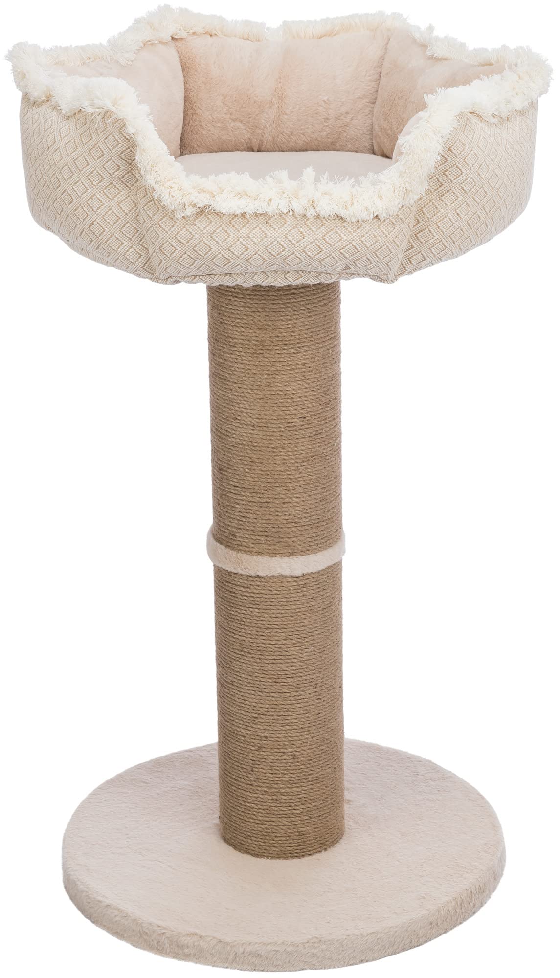Boho Jute Cat Scratching Post with Cushioned Platform, 32.7 in