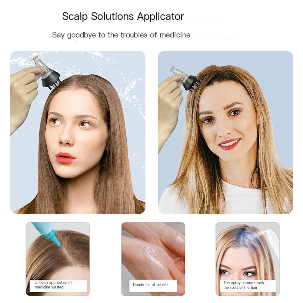 Scalp Applicator Comb with Rolling Ball Teeth and 5 ml Tank, Black