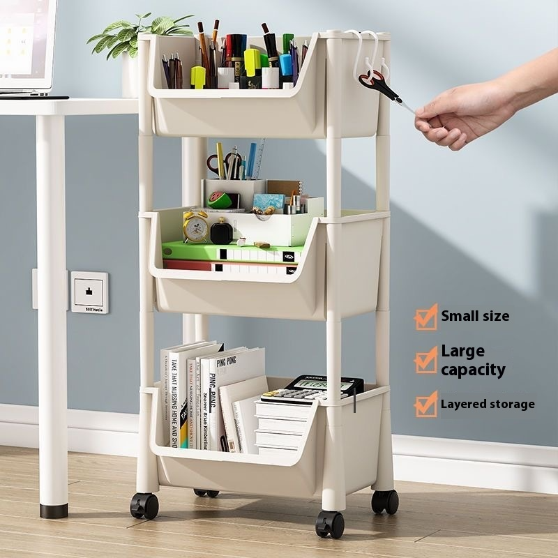 360° Rotating Rolling Storage Cart, 2 to 5 Tiers, White