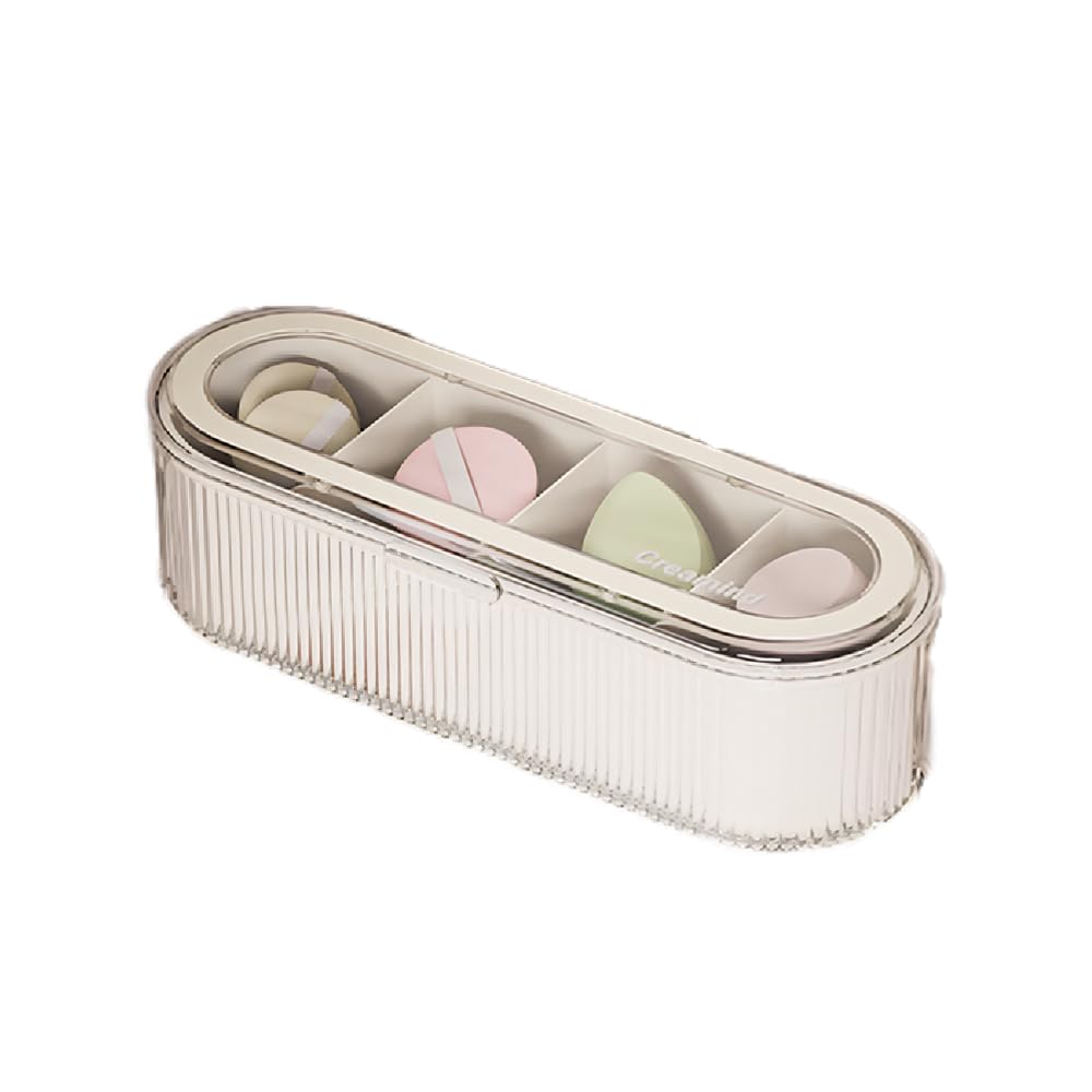 Clear Acrylic 4-Slot Makeup Sponge Organizer with Lid, 10.6 in