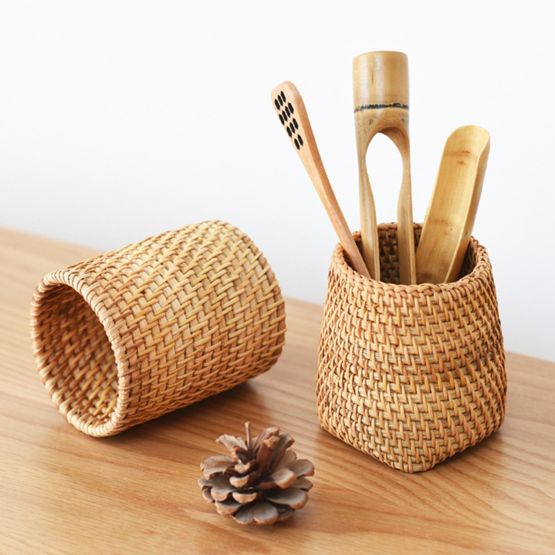 Handmade Rattan Storage Box for Cosmetics, Square, Tower or Cylinder
