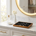 Solid Wood 12-Grid Jewelry Tray with Microfiber Lining, Black
