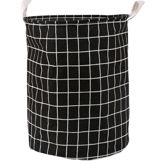Round Foldable Cotton Linen Laundry Basket, 35 x 43.5 cm