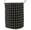 Round Foldable Cotton Linen Laundry Basket, 35 x 43.5 cm