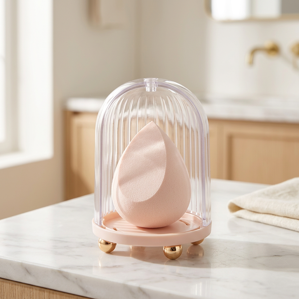 Ventilated Makeup Sponge Storage Case, White or Pink
