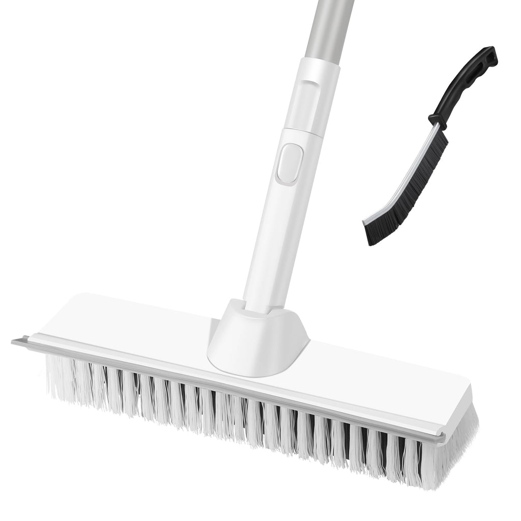 2-in-1 Floor Scrub Brush with Squeegee and 27 to 47 in Handle
