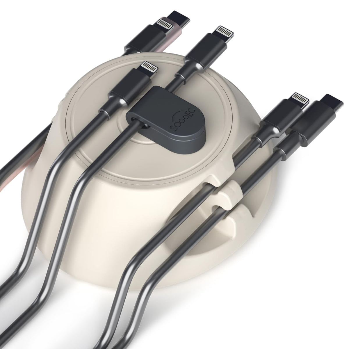 3-in-1 Magnetic Cord Holder with Side Clips, White