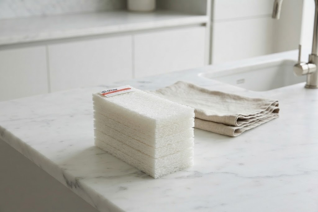 Non-Abrasive Multipurpose Scrub Pads, Light Duty, 6-Pack, White