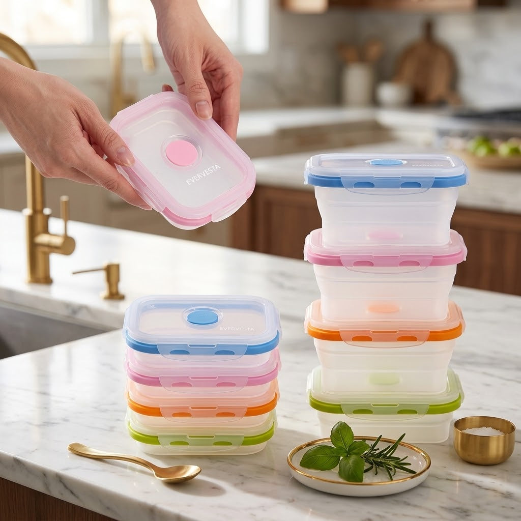 Collapsible Silicone Food Storage Containers, 12 oz, Set of 4