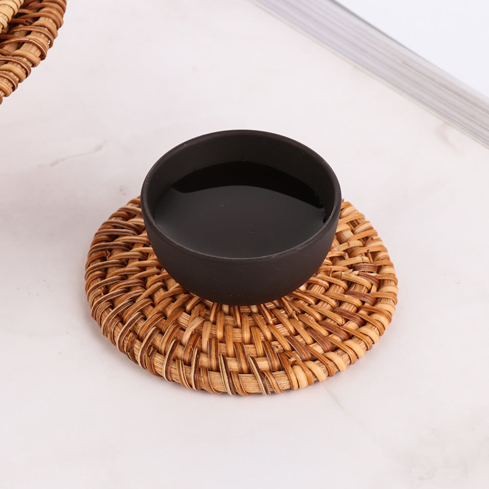 Handwoven Raffia Coasters, Natural Cattail, Set of 6