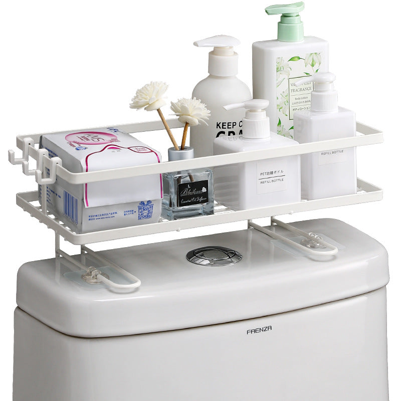 No-Drill Wall-Mounted Iron Toilet Storage Rack, 40 x 20 cm