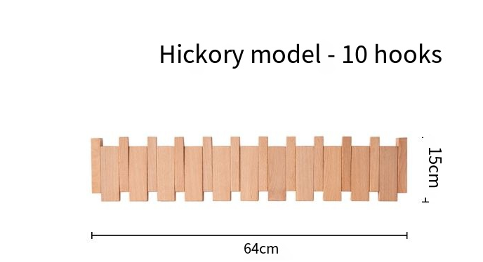 Piano Key Wood Wall Coat Rack with 4 to 12 Hooks
