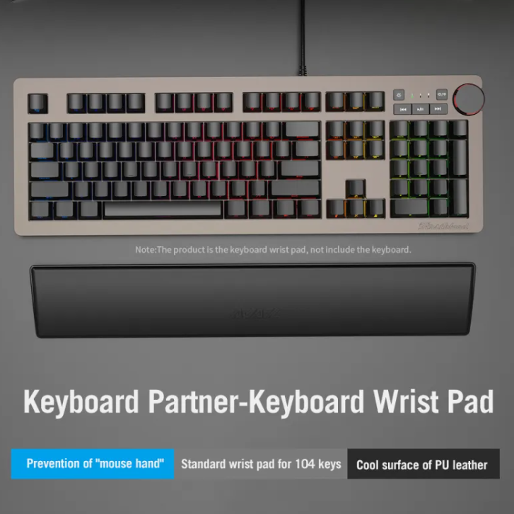 Soft Leather Keyboard Wrist Rest Pad, Black