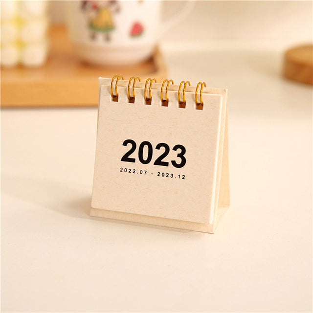 Mini Desktop Coil Paper Calendar Planner, Nine Solid Colors