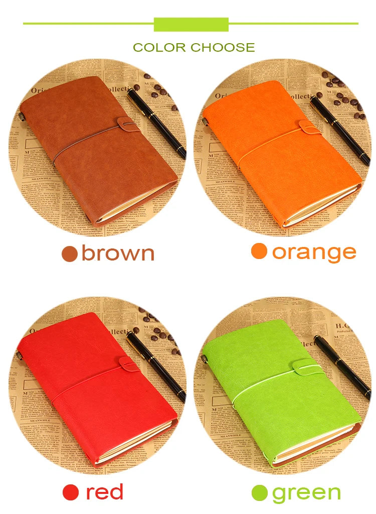 Vintage PU Leather Travel Journal with Strap, A6