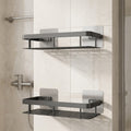 Aluminum Single-Layer Shower Shelf, 31.5 cm, Black or Silver